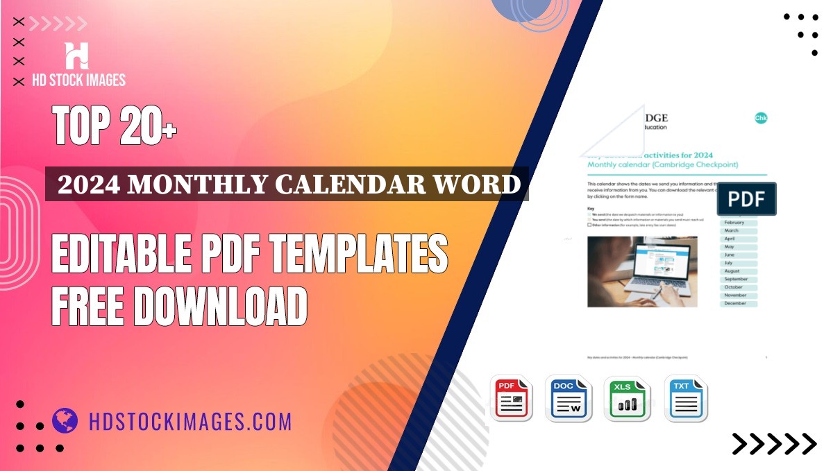 Top 20+ 2024 Monthly Calendar Word Editable PDF Templates Free Download