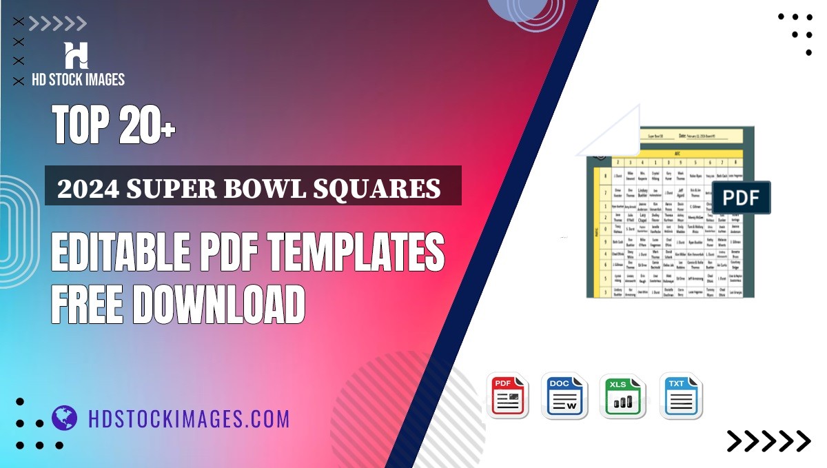 Top 20+ 2024 Super Bowl Squares   Editable PDF Templates Free Download