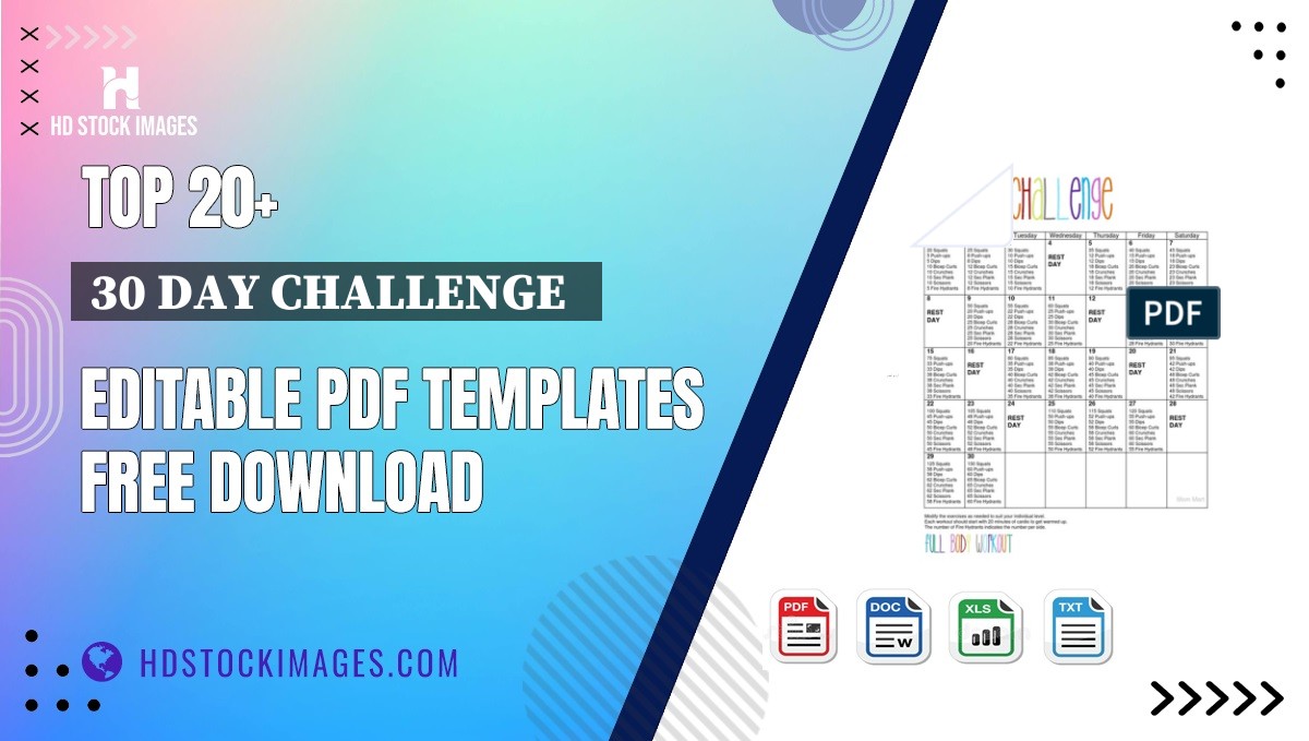 Top 20+ 30 Day Challenge   Editable PDF Templates Free Download