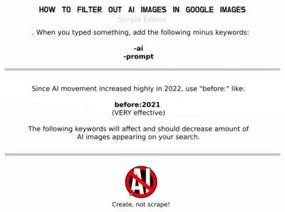 How to filter out AI images in Google Images by StopAireplace on