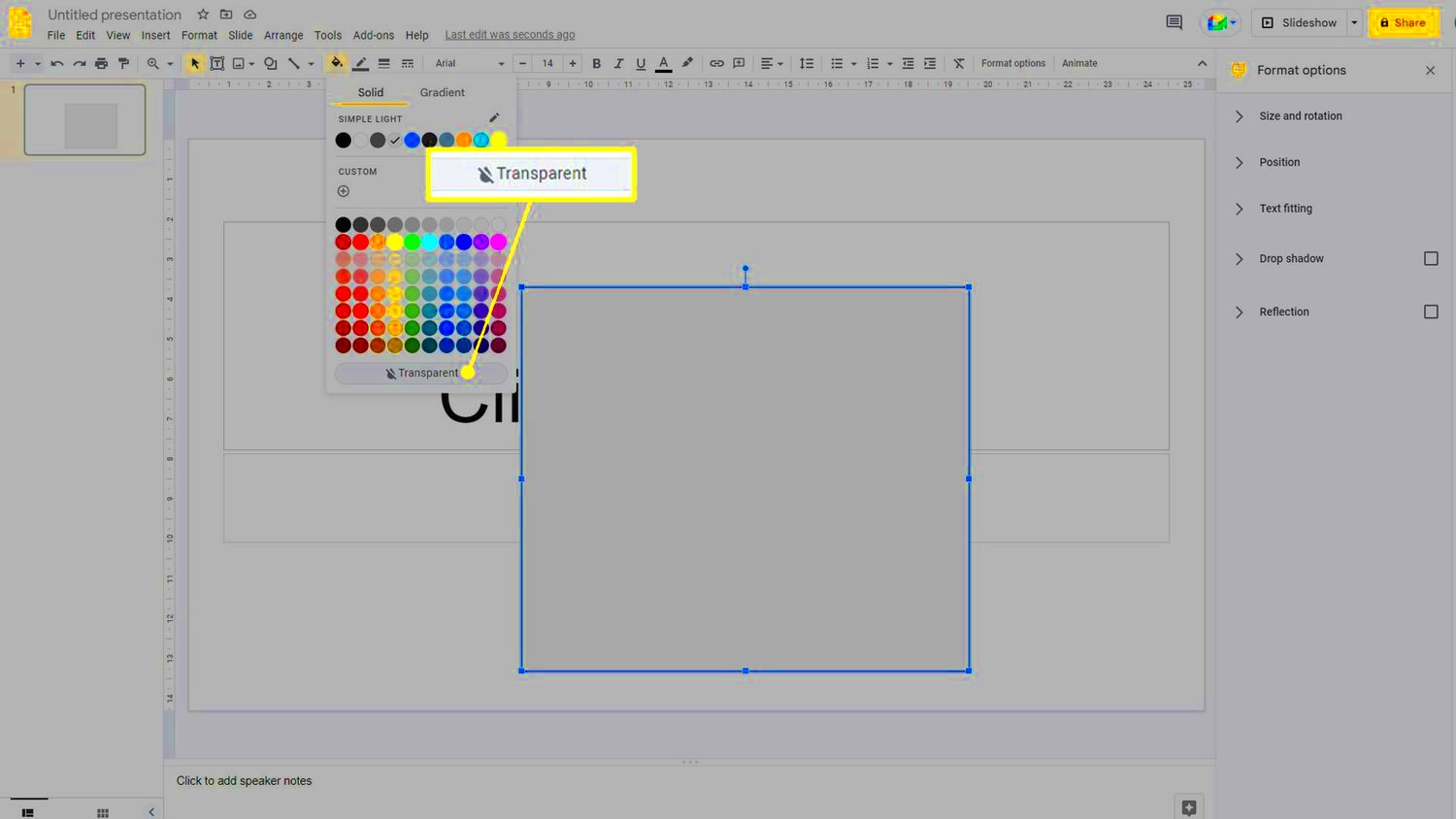 How to Make an Image Transparent in Google Slides