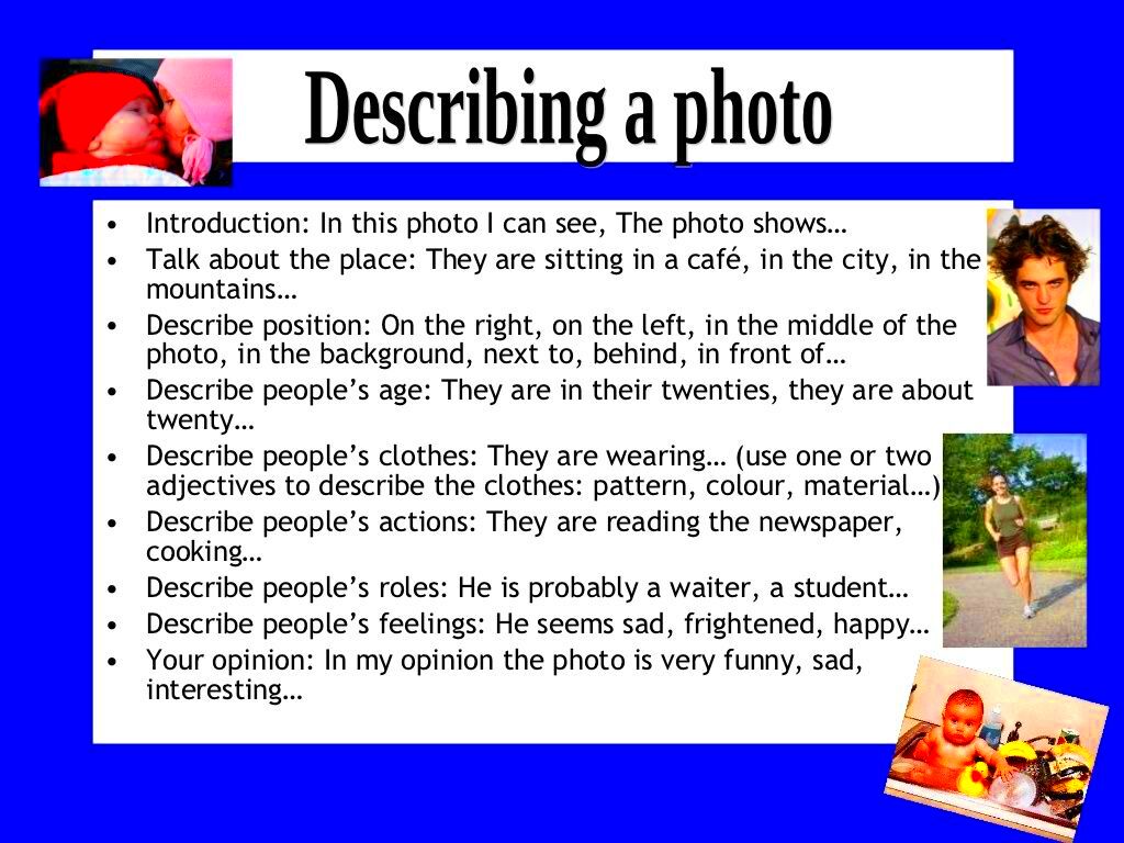 Describing a photo by Angela Ruiz Montero via slideshare  Ingles para