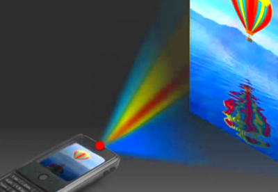 Miniature device could allow a cell phone to project images on a wall