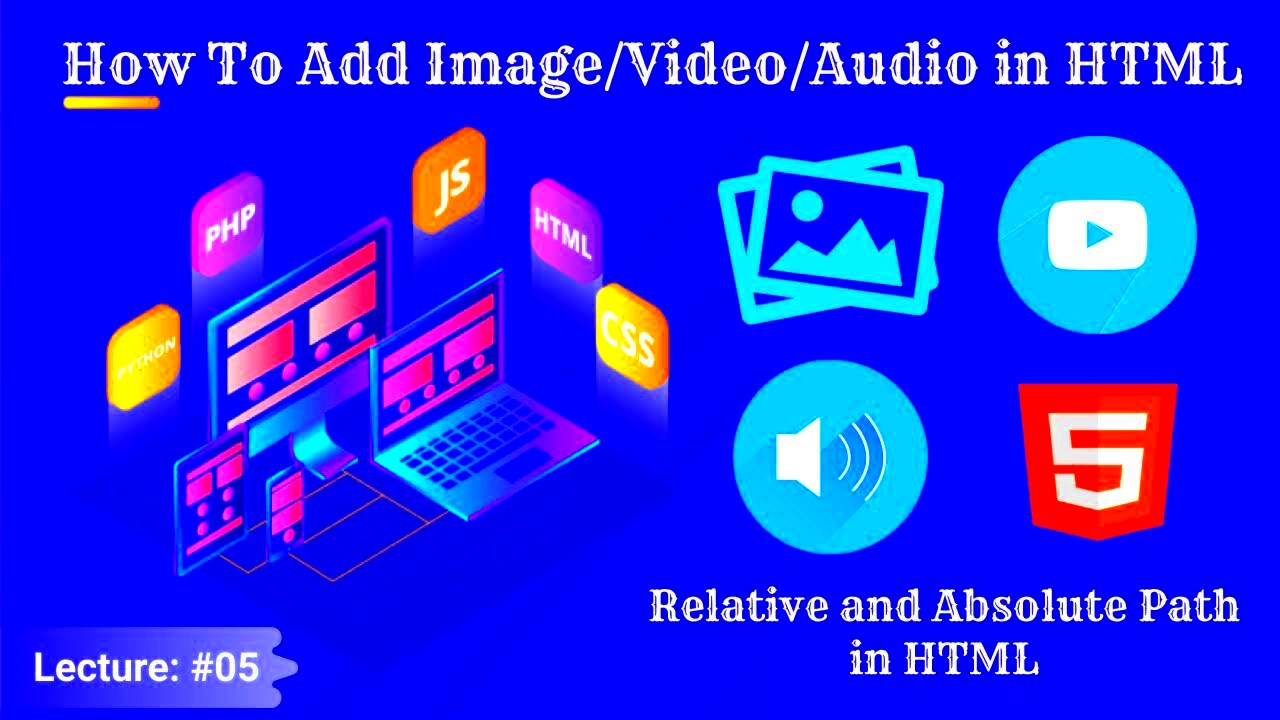 How to add ImageVideoAudio in HTML  Web Designing Course For