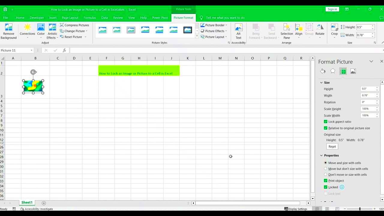 How to Lock an Image or Picture to a Cell in Excel  YouTube