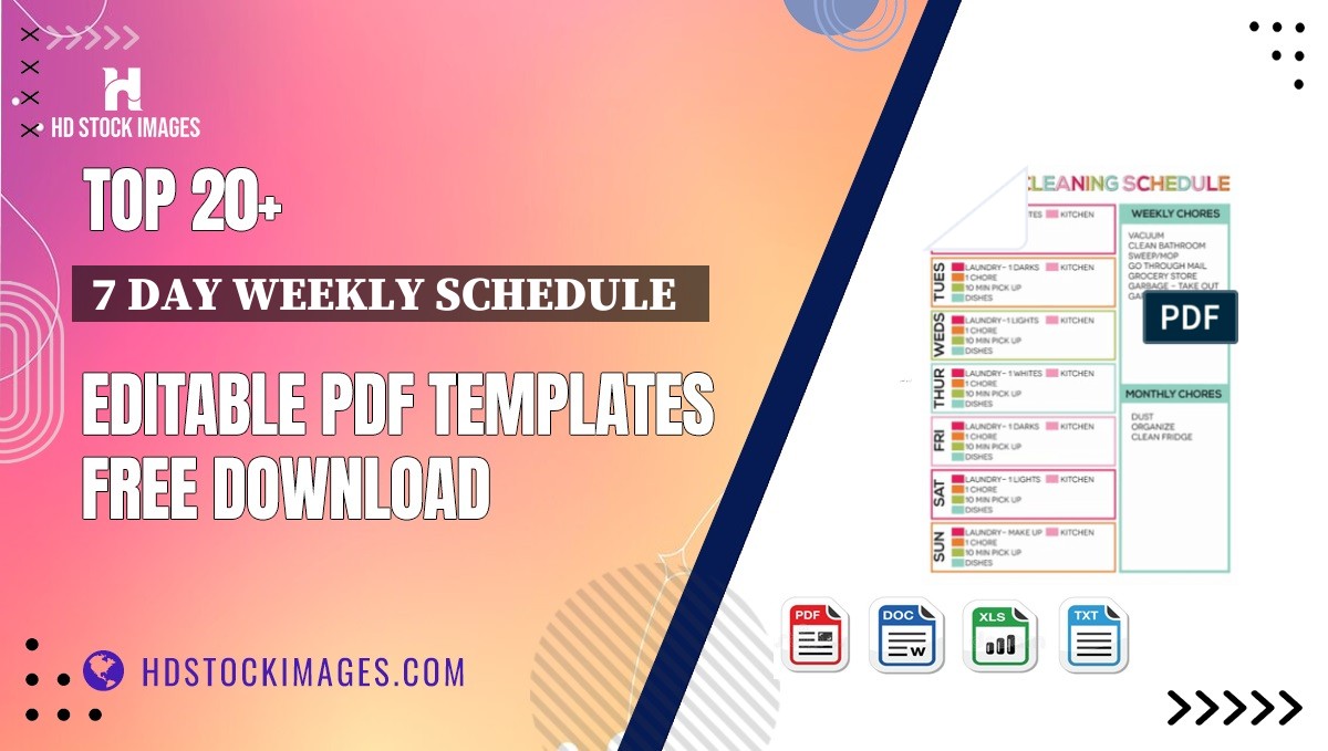 Top 20+ 7 Day Weekly Schedule   Editable PDF Templates Free Download
