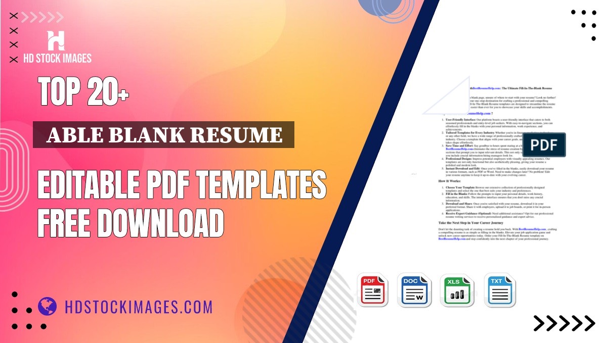 Top 20+  Able Blank Resume  Editable PDF Templates Free Download