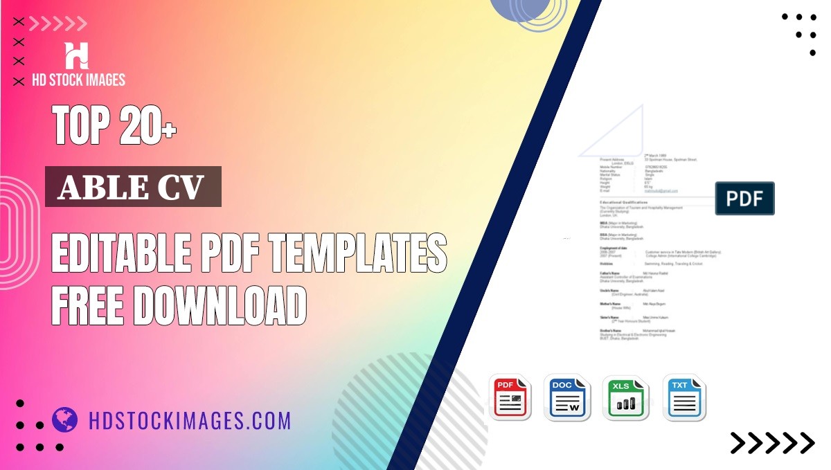 Top 20+ Able Cv  Editable PDF Templates Free Download