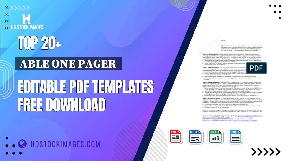 Top 20+ Able One Pager  Editable PDF Templates Free Download