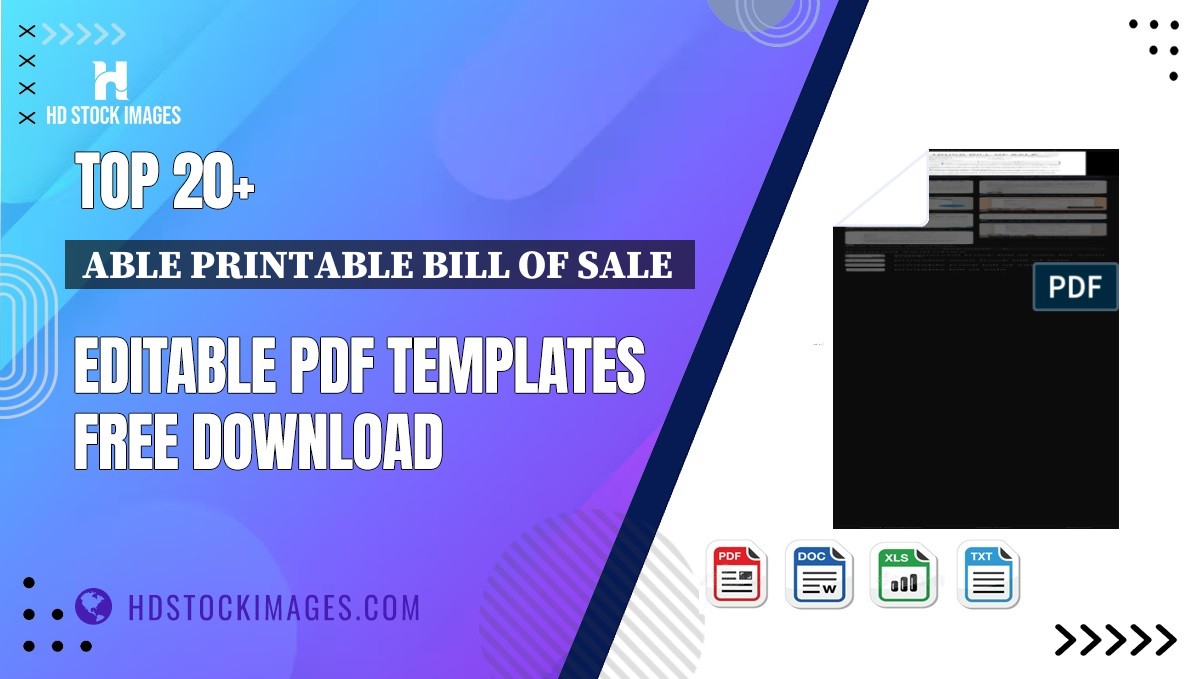 Top 20+ Able Printable Bill Of Sale  Editable PDF Templates Free Download