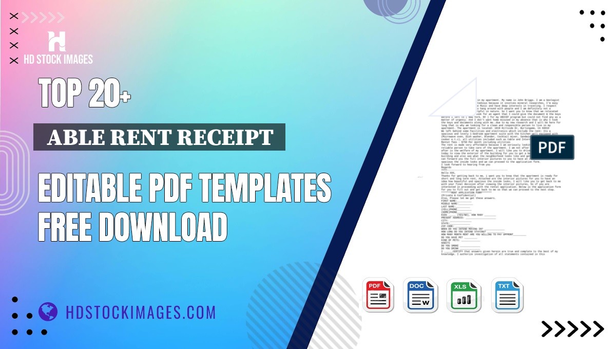 Top 20+  Able Rent Receipt  Editable PDF Templates Free Download