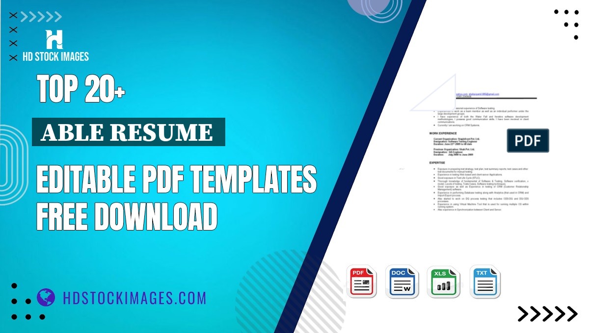 Top 20+ Able Resume  Editable PDF Templates Free Download