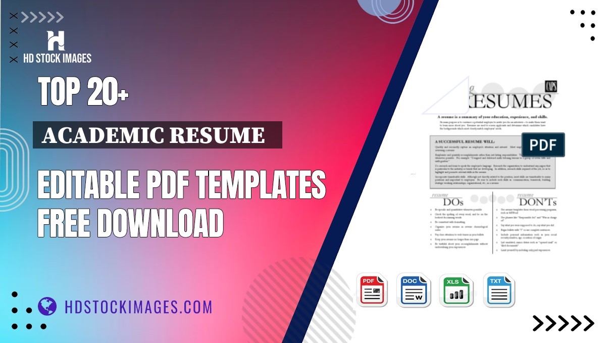 Top 20+ Academic Resume   Editable PDF Templates Free Download