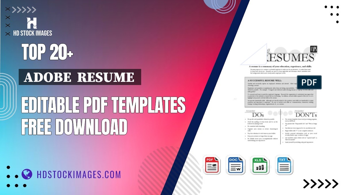 Top 20+ Adobe  Resume  Editable PDF Templates Free Download