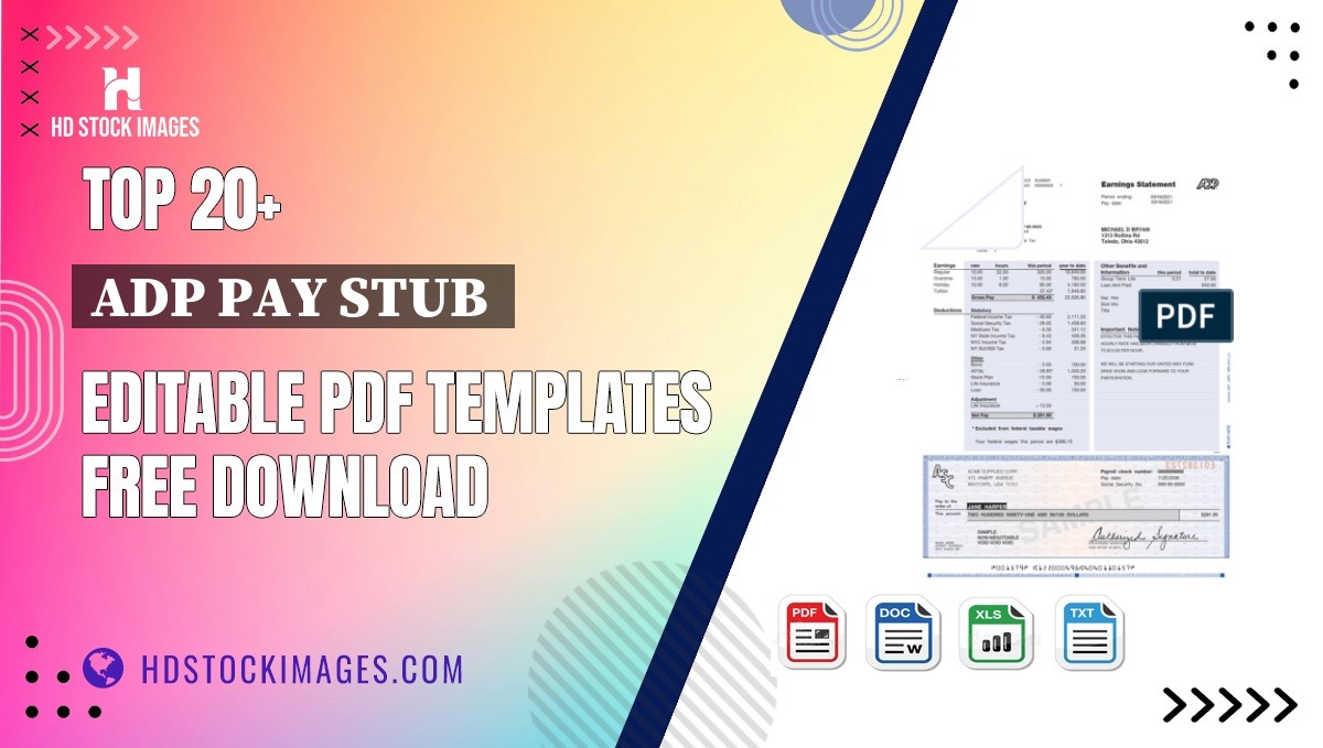 Top 20+ Adp Pay Stub  Editable PDF Templates Free Download