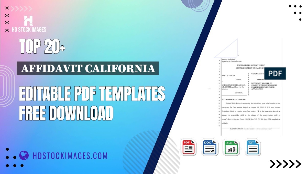 Top 20+ Affidavit California Editable PDF Templates Free Download