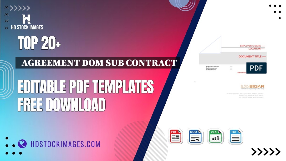 Top 20+  Agreement Dom Sub Contract Editable PDF Templates Free Download