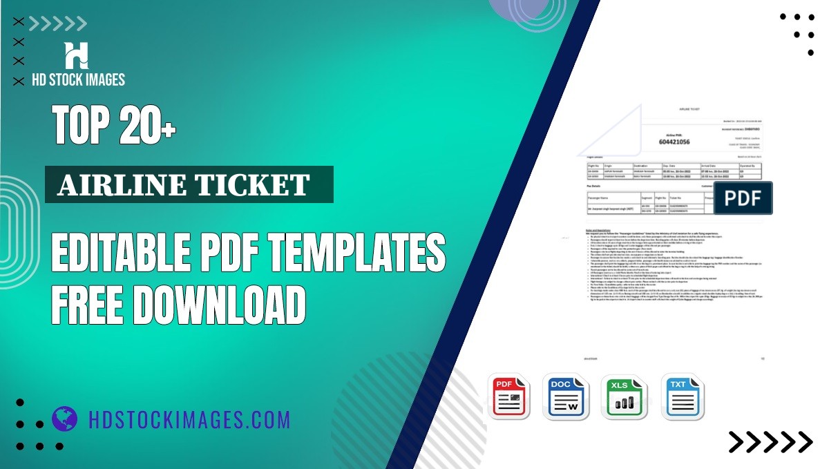 Top 20+ Airline Ticket   Editable PDF Templates Free Download