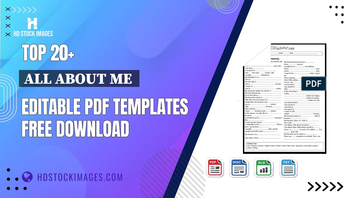 Top 20+ All About Me  Editable PDF Templates Free Download