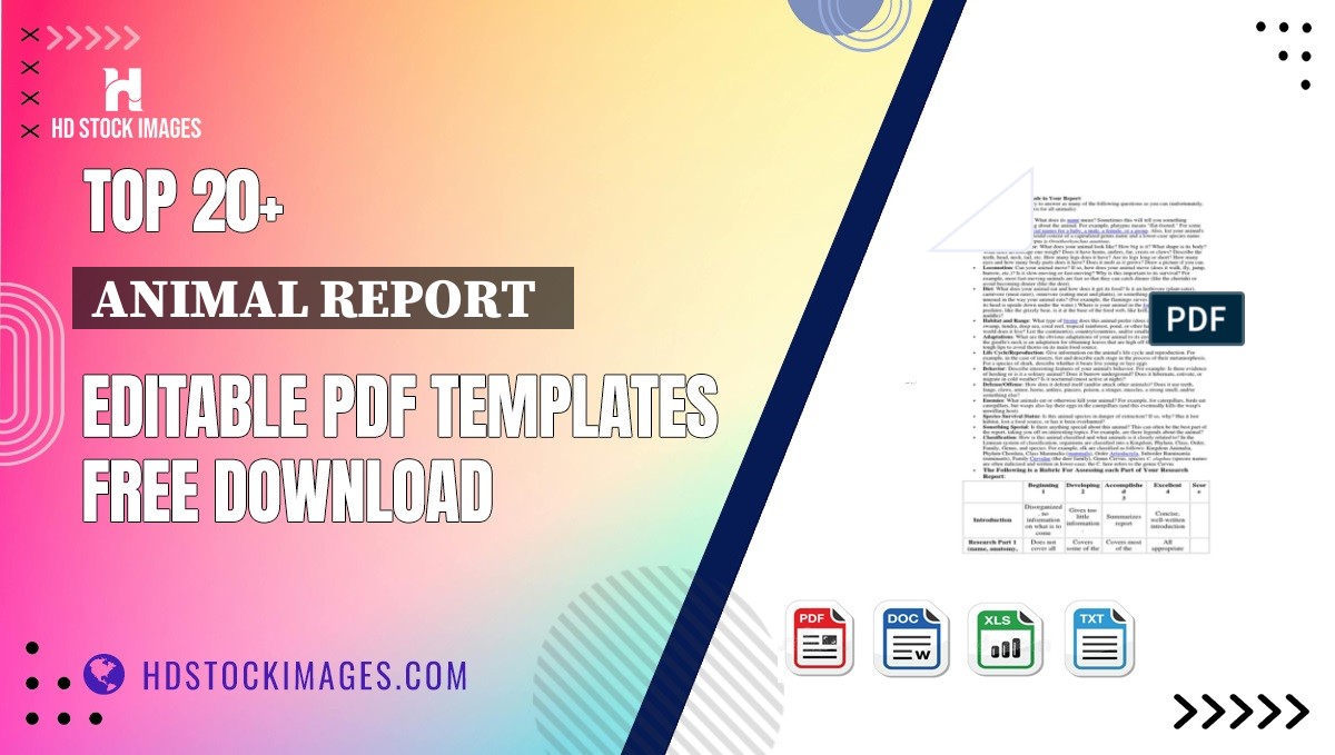 Top 20+ Animal Report   Editable PDF Templates Free Download