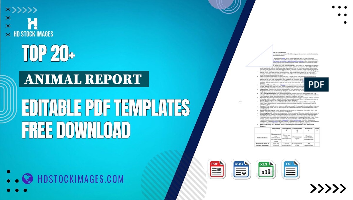 Top 20+ Animal Report  Editable PDF Templates Free Download