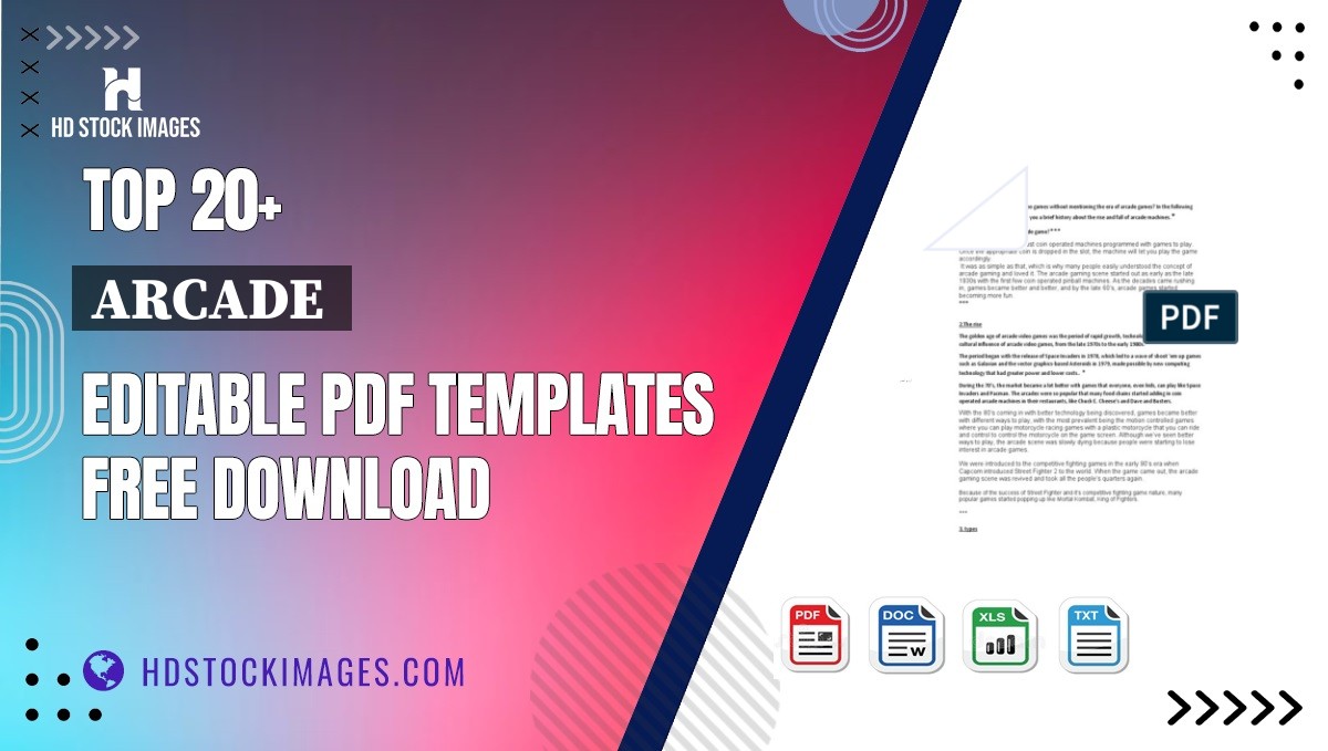 Top 20+ Arcade  Editable PDF Templates Free Download