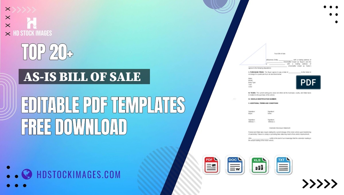 Top 20+ As-is Bill Of Sale   Editable PDF Templates Free Download