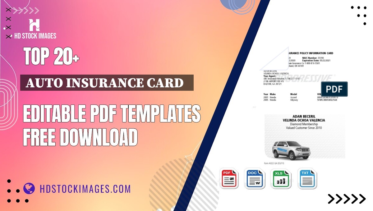 Top 20+ Auto Insurance Card   Editable PDF Templates Free Download