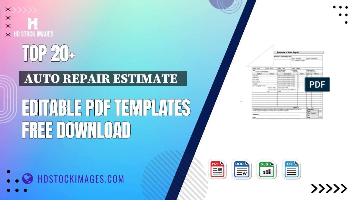 Top 20+ Auto Repair Estimate   Editable PDF Templates Free Download