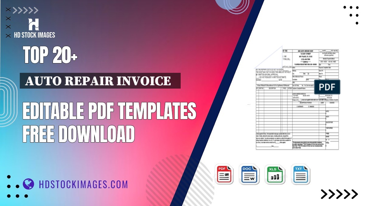 Top 20+ Auto Repair Invoice   Editable PDF Templates Free Download