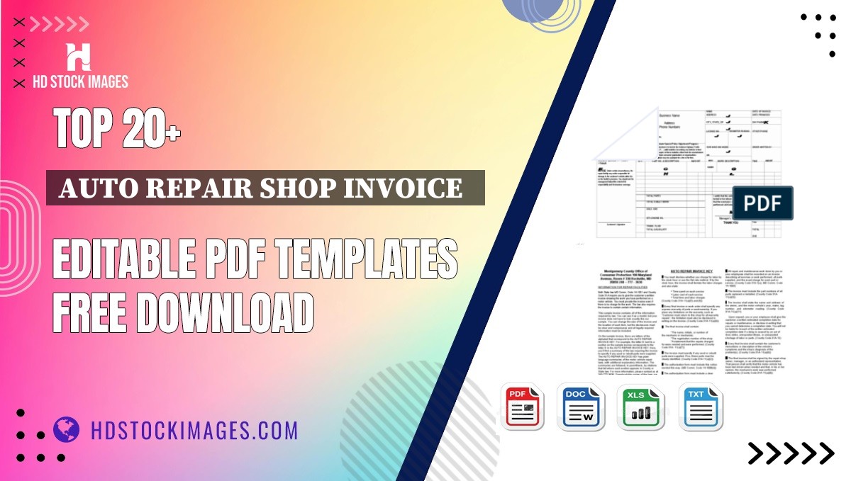 Top 20+ Auto Repair Shop Invoice   Editable PDF Templates Free Download