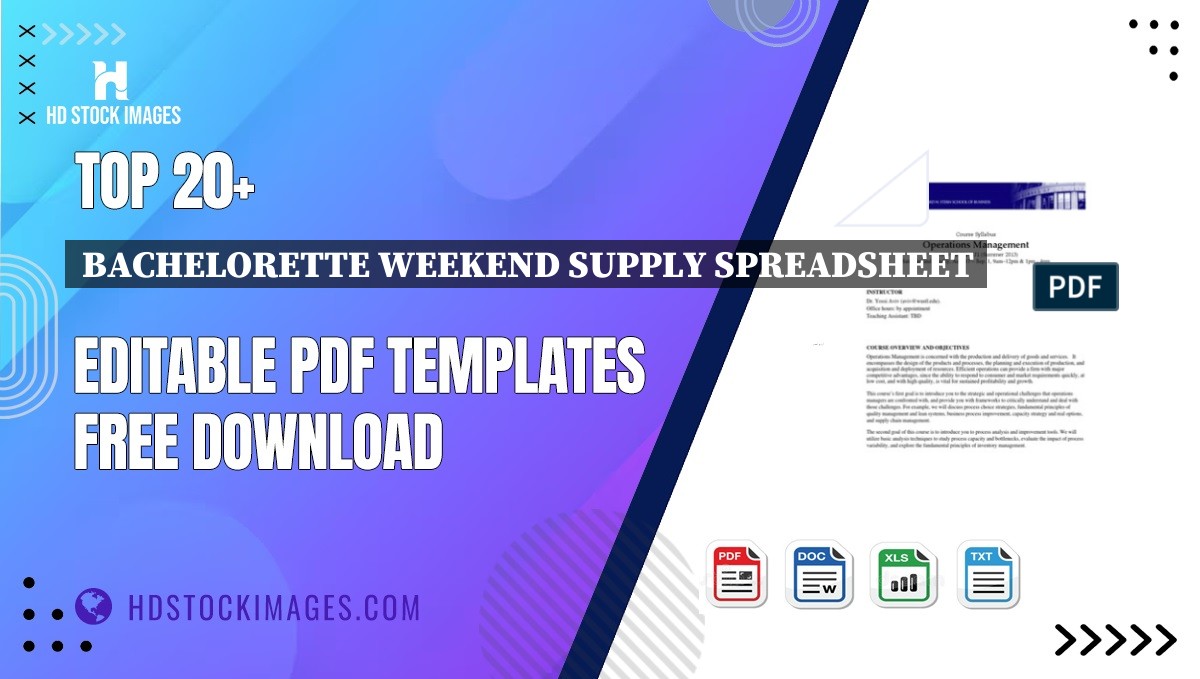 Top 20+ Bachelorette Weekend Supply Spreadsheet Editable PDF Templates Free Download