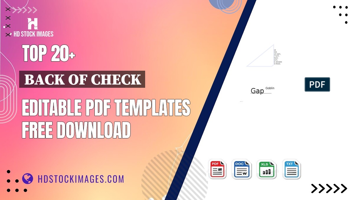 Top 20+ Back Of Check Editable PDF Templates Free Download