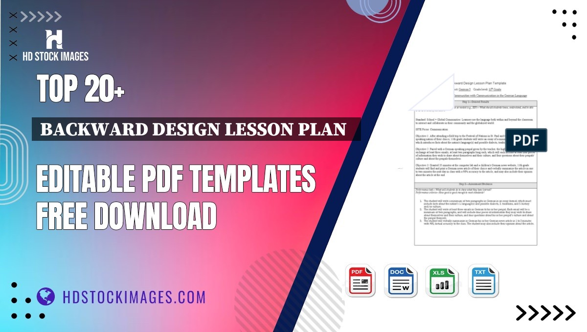 Top 20+ Backward Design Lesson Plan   Editable PDF Templates Free Download