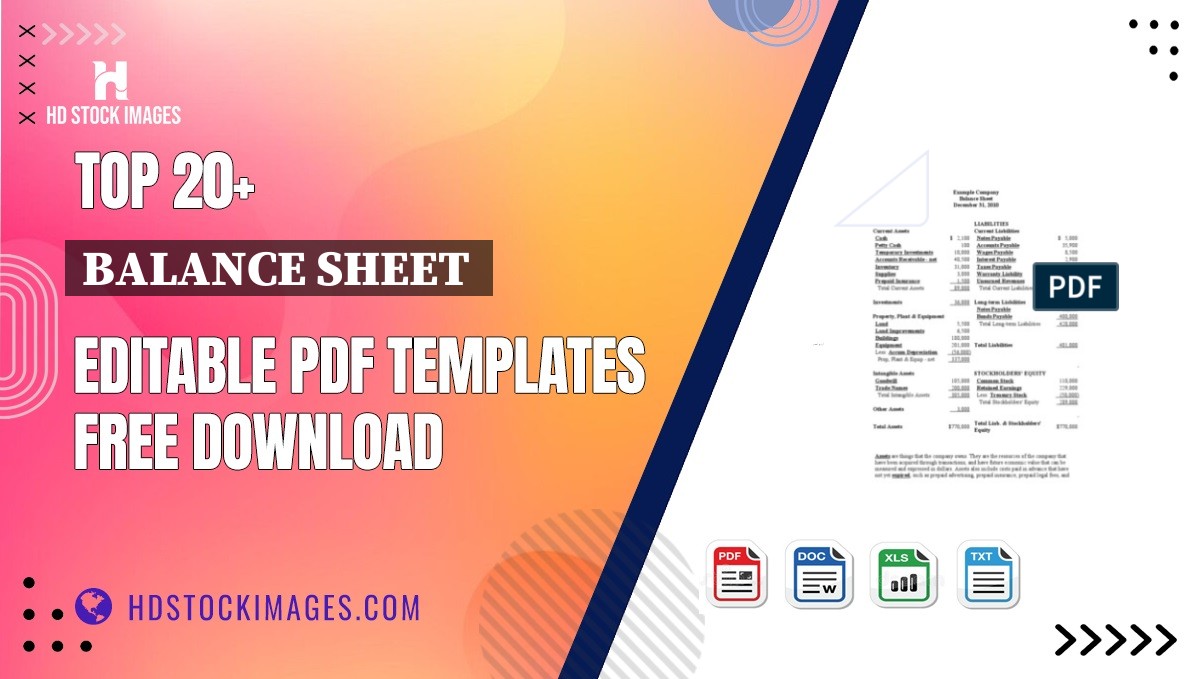 Top 20+ Balance Sheet  Editable PDF Templates Free Download