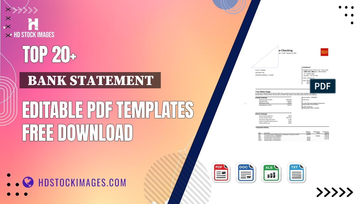 Top 20+  Bank Statement  Editable PDF Templates Free Download