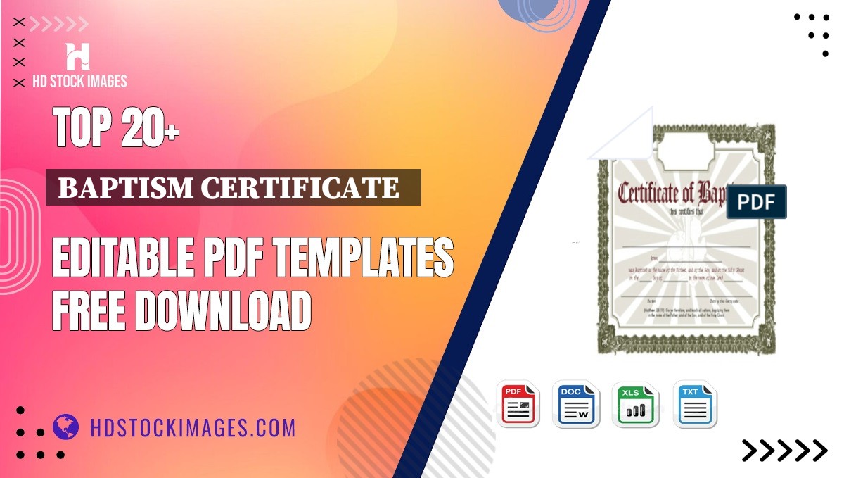 Top 20+ Baptism Certificate   Editable PDF Templates Free Download