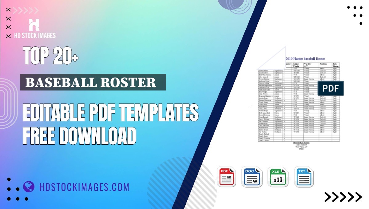 Top 20+ Baseball Roster   Editable PDF Templates Free Download