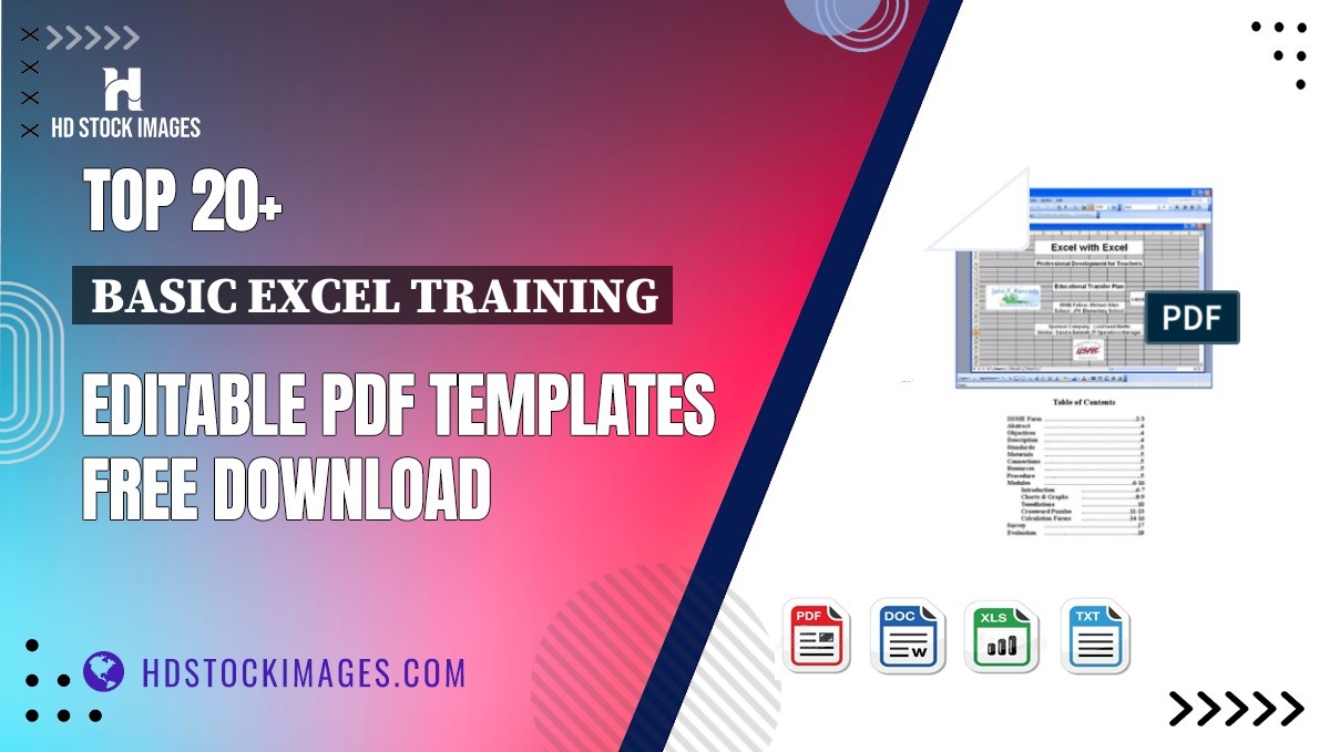 Top 20+ Basic Excel Training Editable PDF Templates Free Download