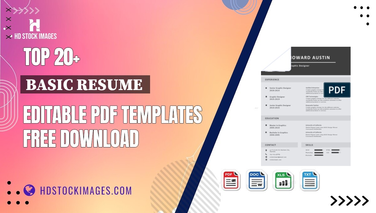 Top 20+ Basic Resume  Editable PDF Templates Free Download