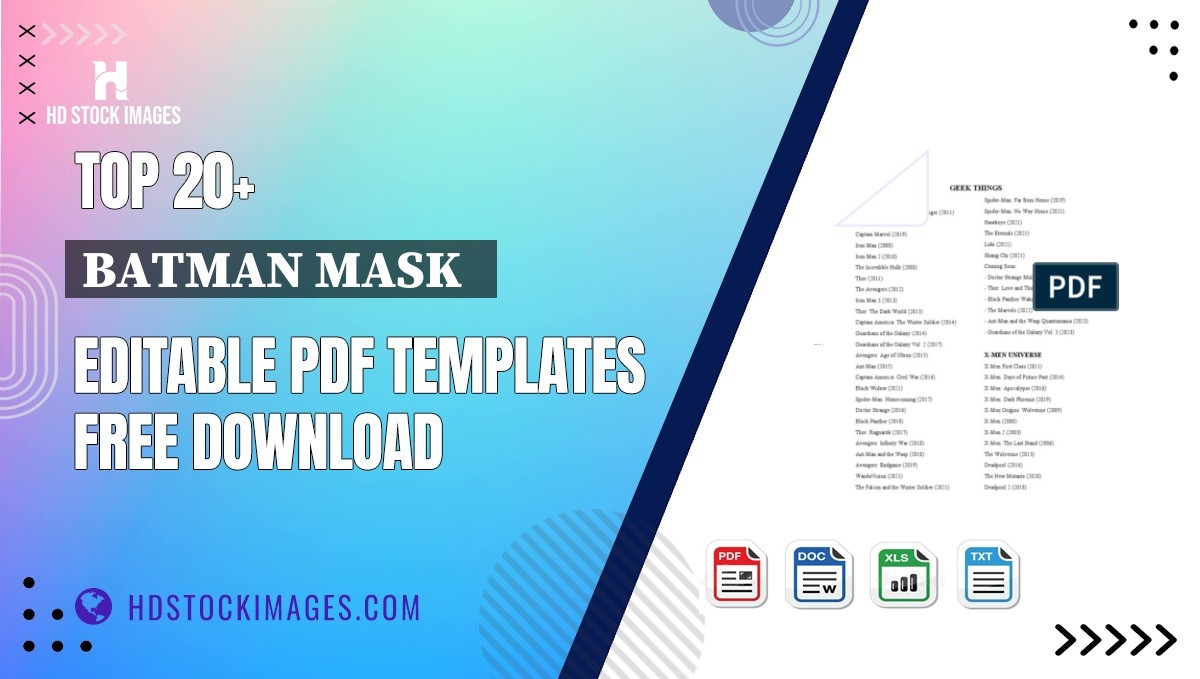 Top 20+ Batman Mask   Editable PDF Templates Free Download