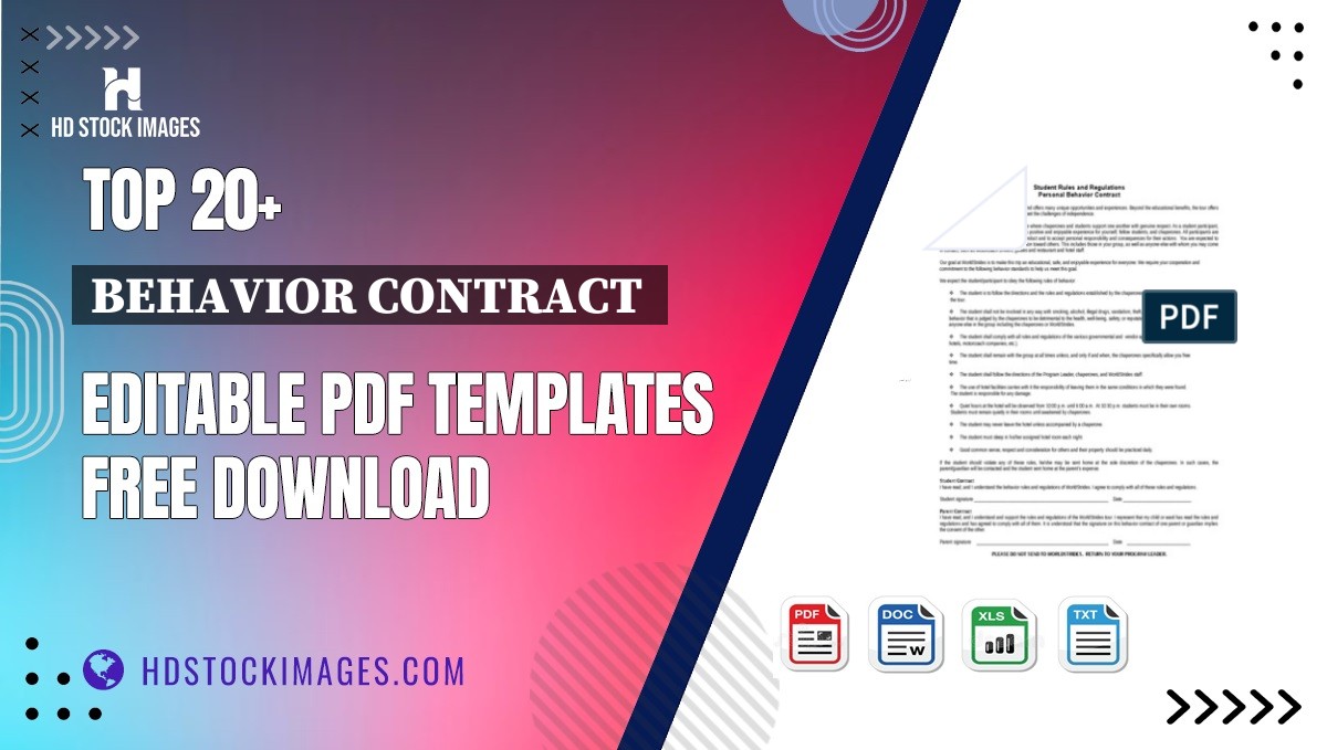 Top 20+ Behavior Contract  Editable PDF Templates Free Download