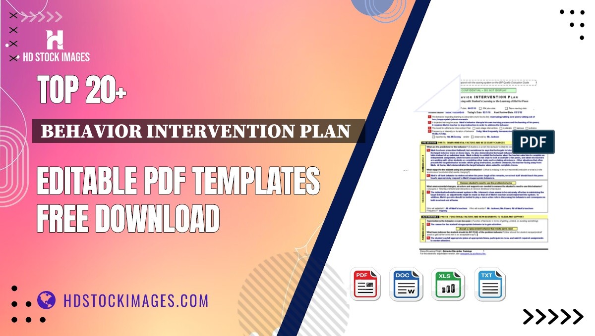 Top 20+ Behavior Intervention Plan   Editable PDF Templates Free Download