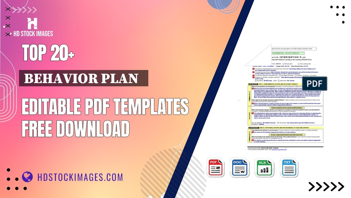 Top 20+ Behavior Plan   Editable PDF Templates Free Download