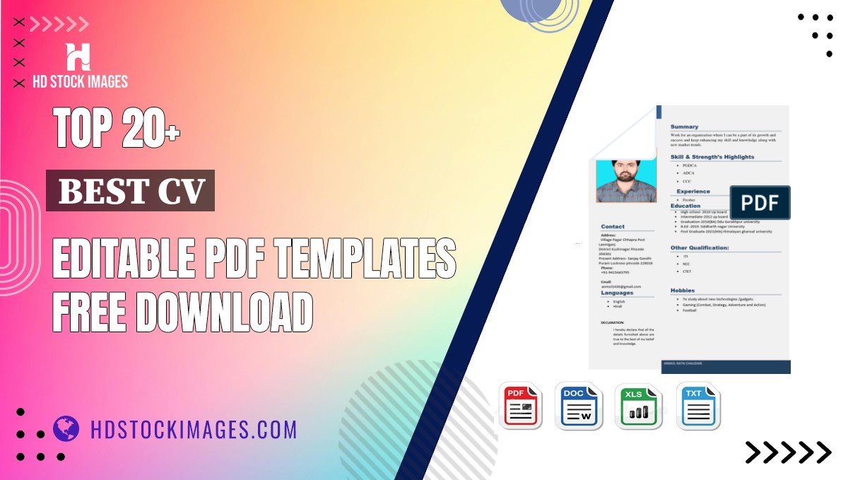 Top 20+ Best Cv Editable PDF Templates Free Download