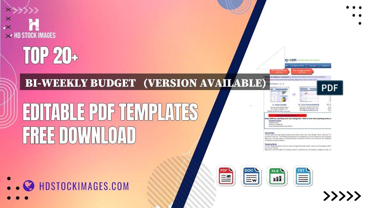 Top 20+ Bi-weekly Budget   (version Available) Editable PDF Templates Free Download