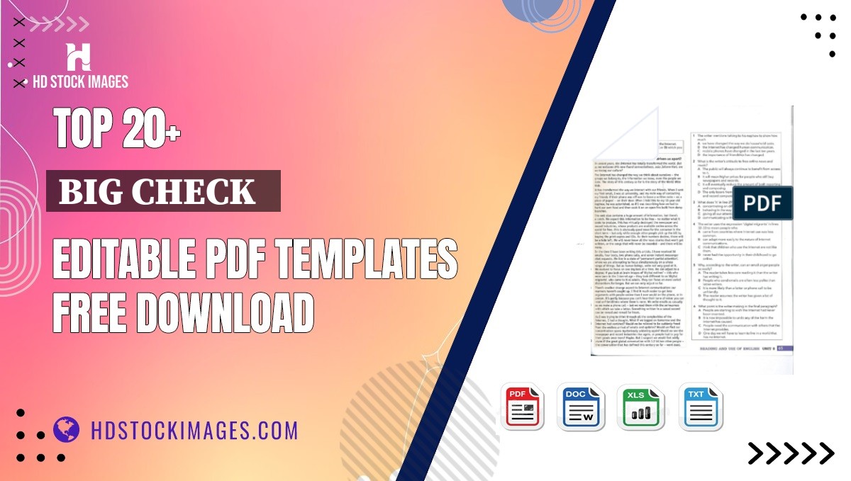 Top 20+ Big Check   Editable PDF Templates Free Download