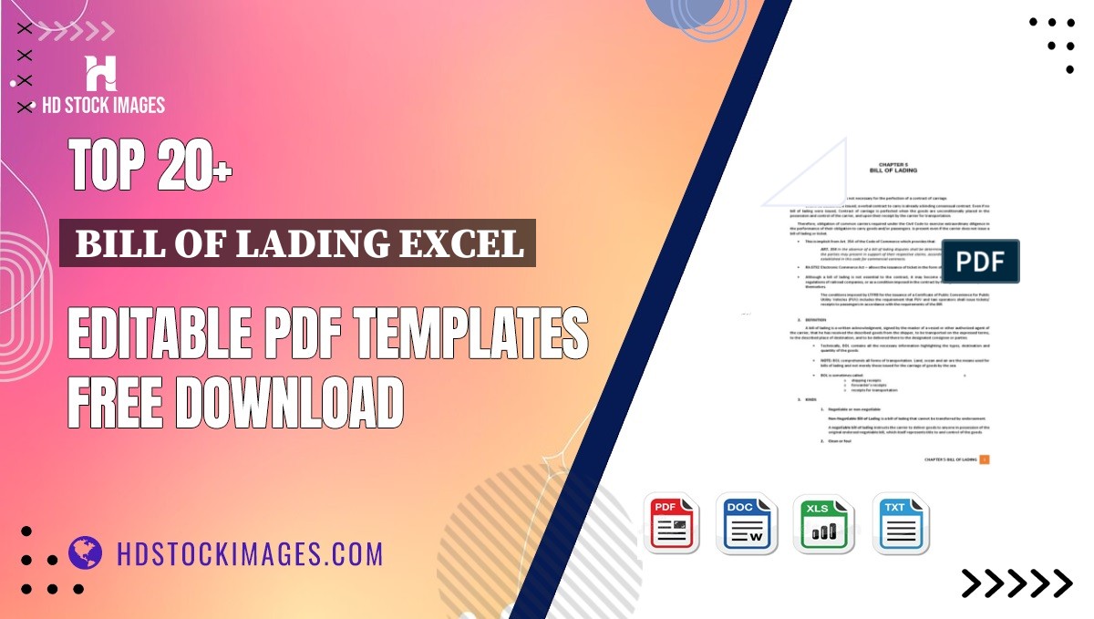 Top 20+ Bill Of Lading Excel Editable PDF Templates Free Download