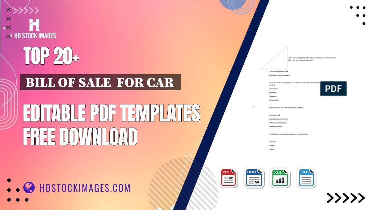 Top 20+ Bill Of Sale  For Car  Editable PDF Templates Free Download