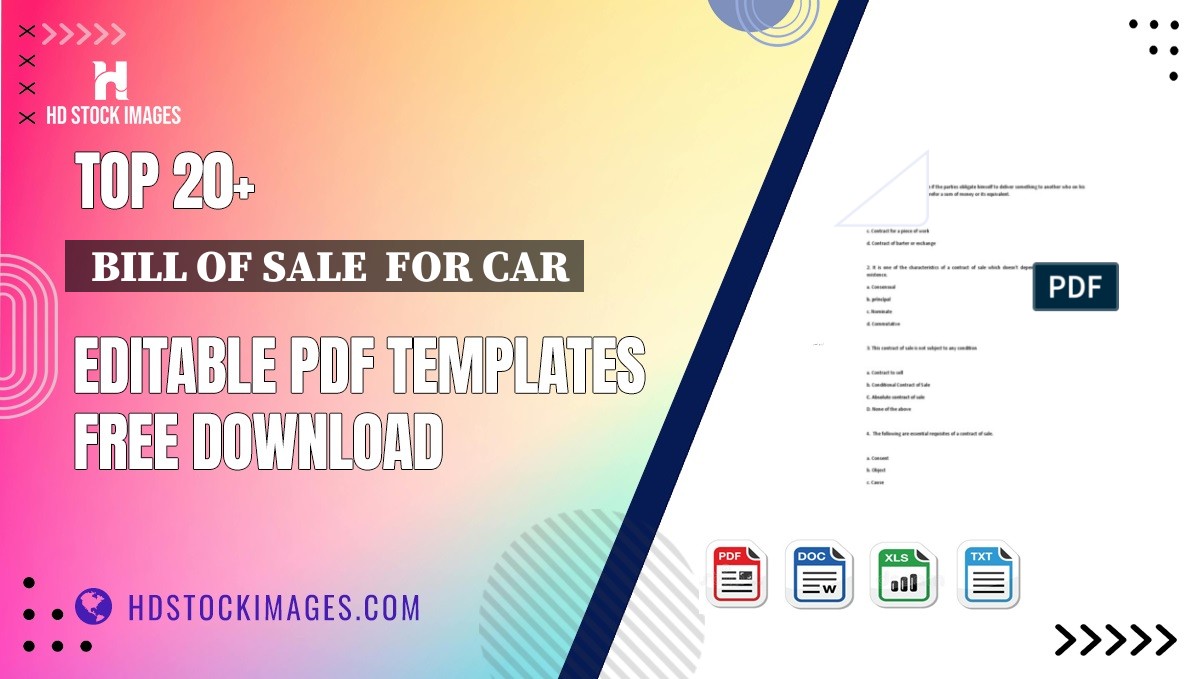 Top 20+  Bill Of Sale  For Car Editable PDF Templates Free Download